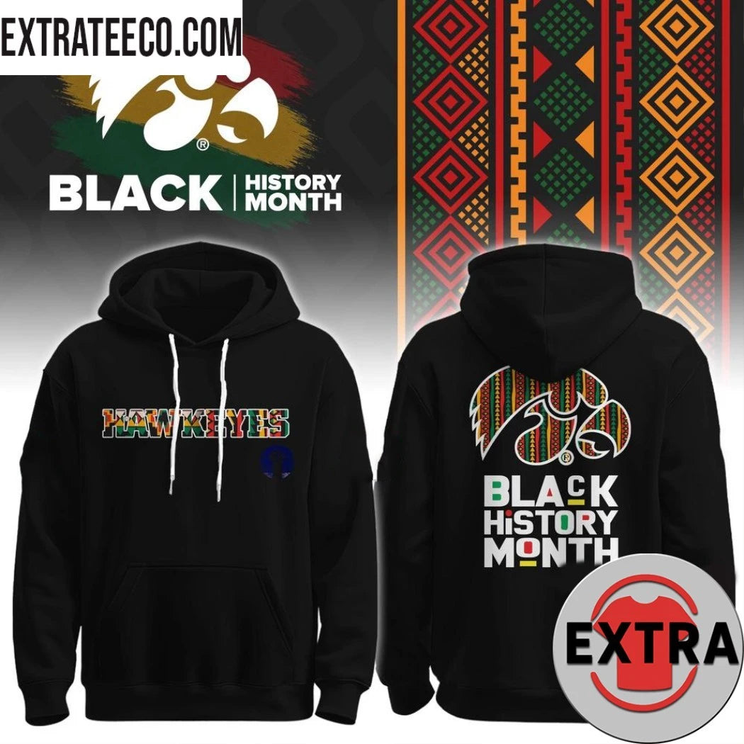 Official Iowa Hawkeyes Basketball Black History Month Logo Two Sided 2026 T-Shirt