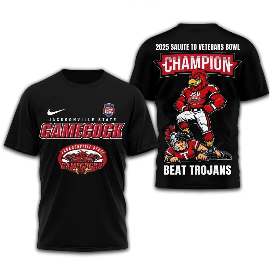 Official Jacksonville State Gamecocks Ncaa 2025 Salute To Veterans Bowl Logo Shirt