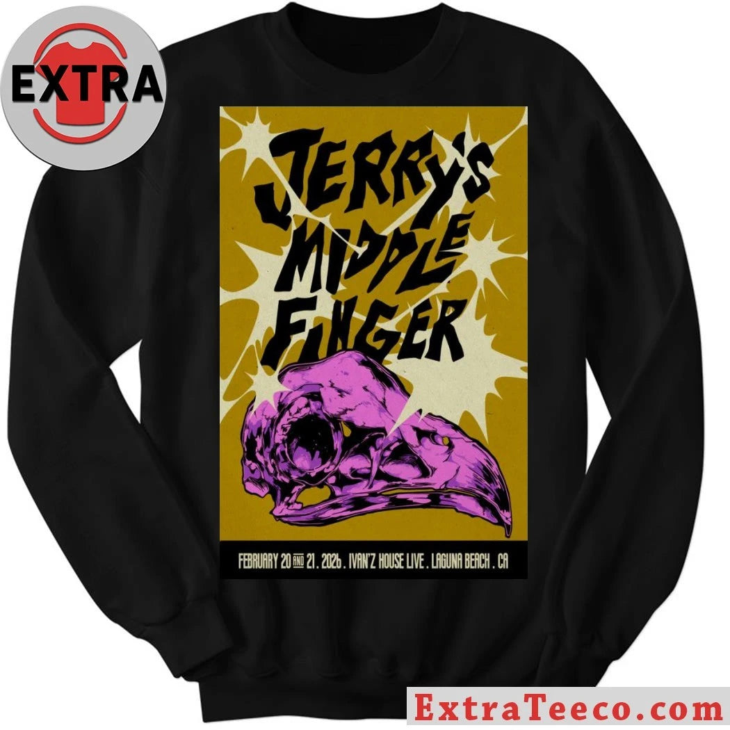 Official Jerry’s Middle Finger Feb 20-21, 2026 In Laguna Beach, CA Tour Poster Shirt