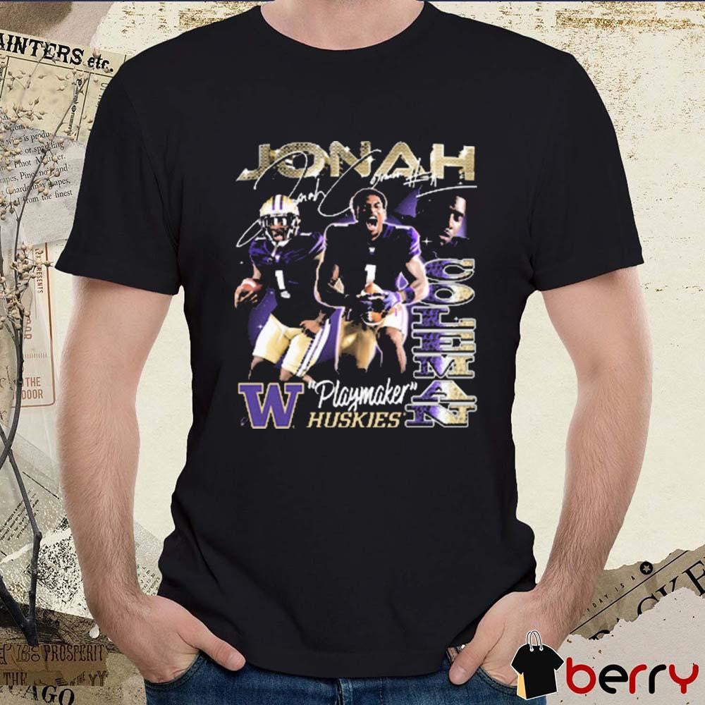 Jonah Coleman Washington Huskies Playmaker 90s Retro Signature Graphic t-shirt