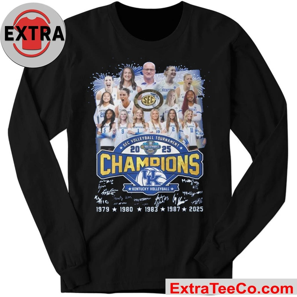 Official Kentucky Wildcats SEC Volleyball Tournament Champions 2025 Kentucky secured a dramatic 3-2 victory over Texas T-Shirt