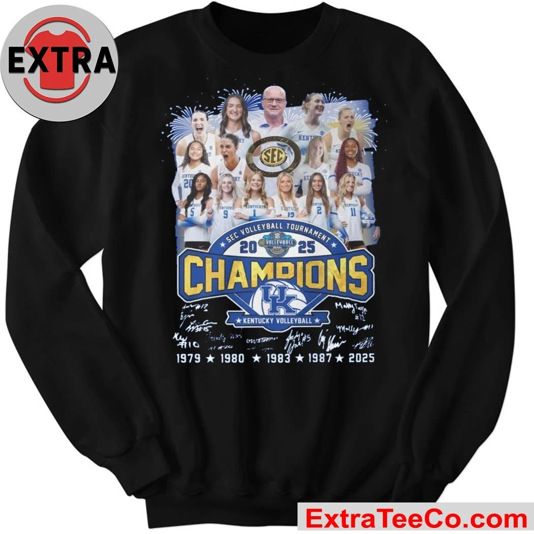 Official Kentucky Wildcats SEC Volleyball Tournament Champions 2025 Kentucky secured a dramatic 3-2 victory over Texas T-Shirt