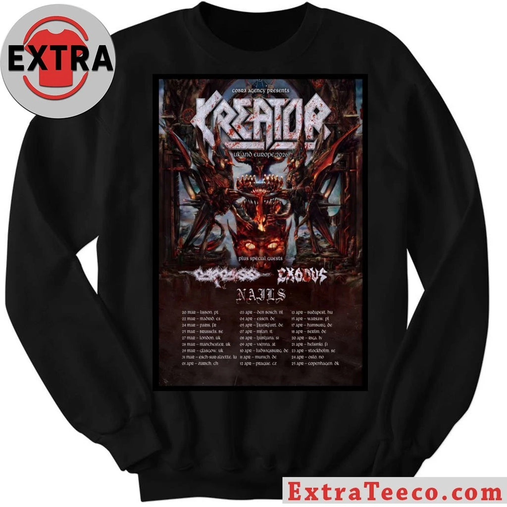Official Kreator UK And EU 2026 Tour Poster Shirt