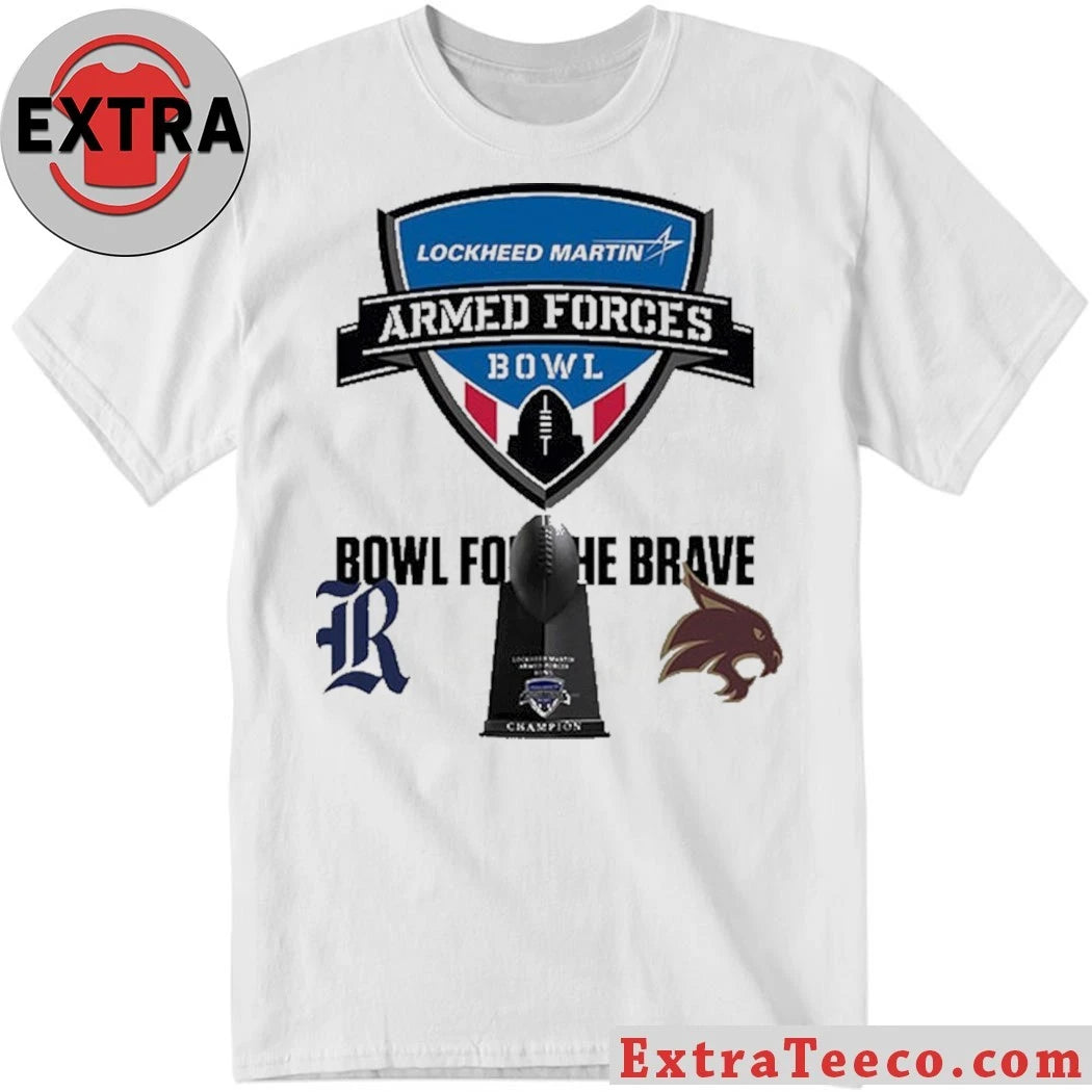 Official LM Armed Forces Bowl Texas State Bobcats Versus Rice Owls Bowl Season College Football 2025 2026 Logo Shirt