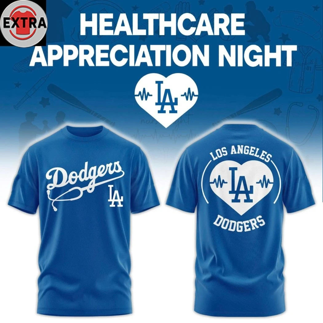Official Los Angeles Dodgers Healthcare Appreciation Night 2026 Celebrate Logo Two Sided T-shirt