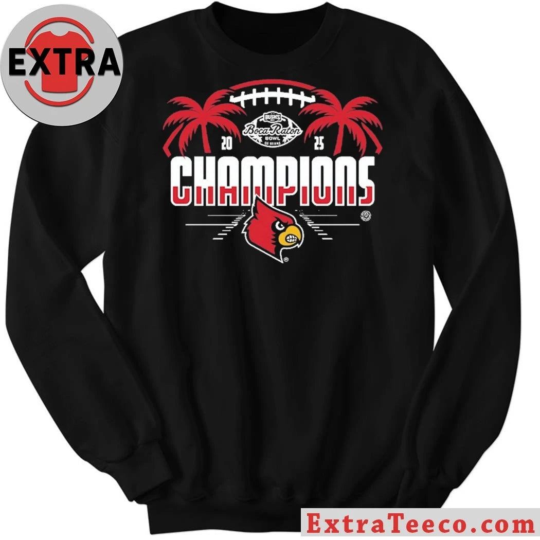 Official Louisville Cardinals NCAA 2025 Football Bush’s Boca Raton Bowl Of Beans Champions Logo Shirt