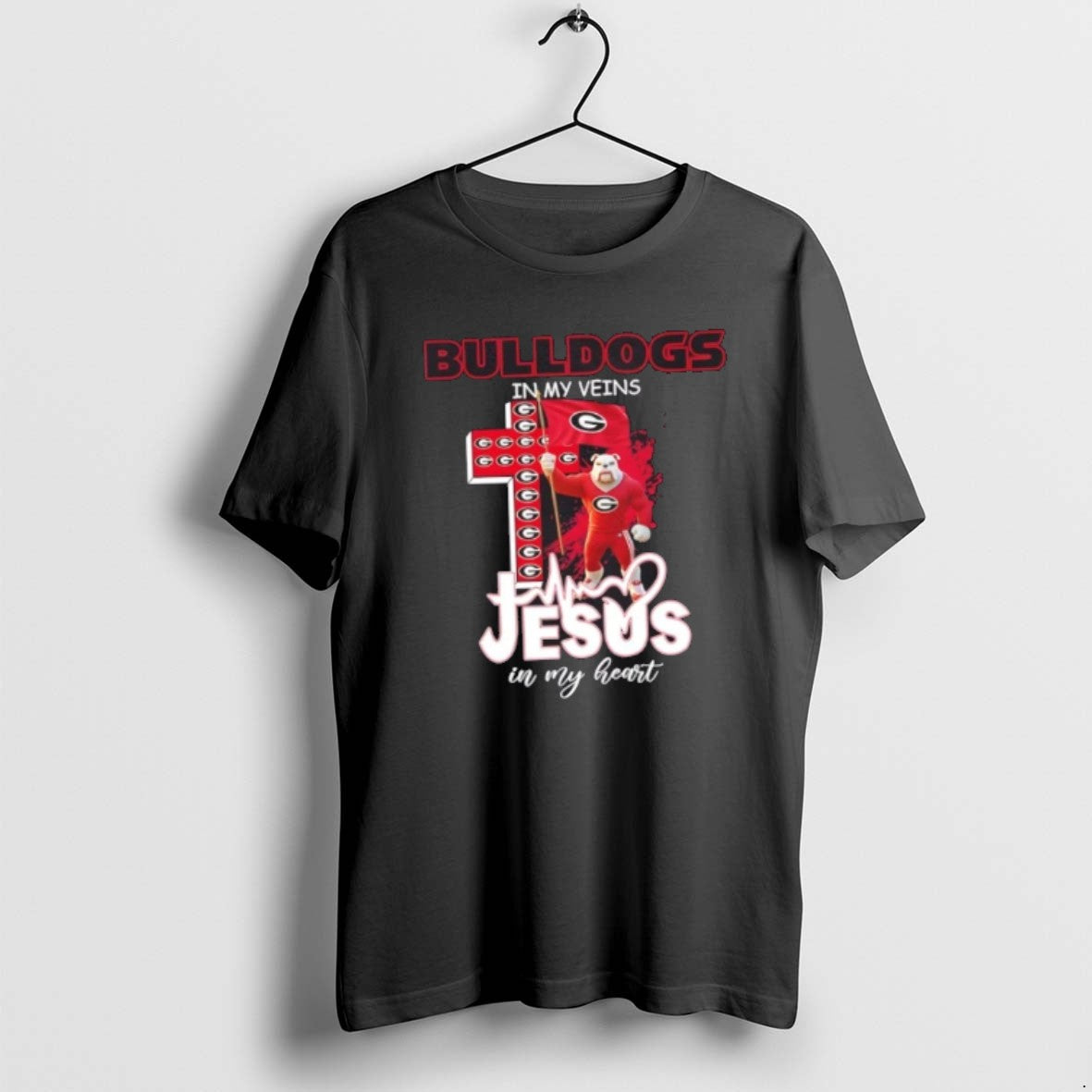 Official Mascots Georgia Bulldogs Flag In My Veins Jesus In My Heart T-Shirts, Hoodie, Sweatshirt | PodTeesHub.com