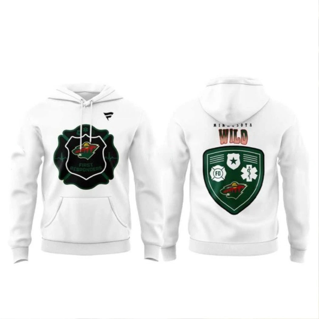 Official Minnesota Wild x First Responders 2026 Night Firefighters Hoodie T-Shirt