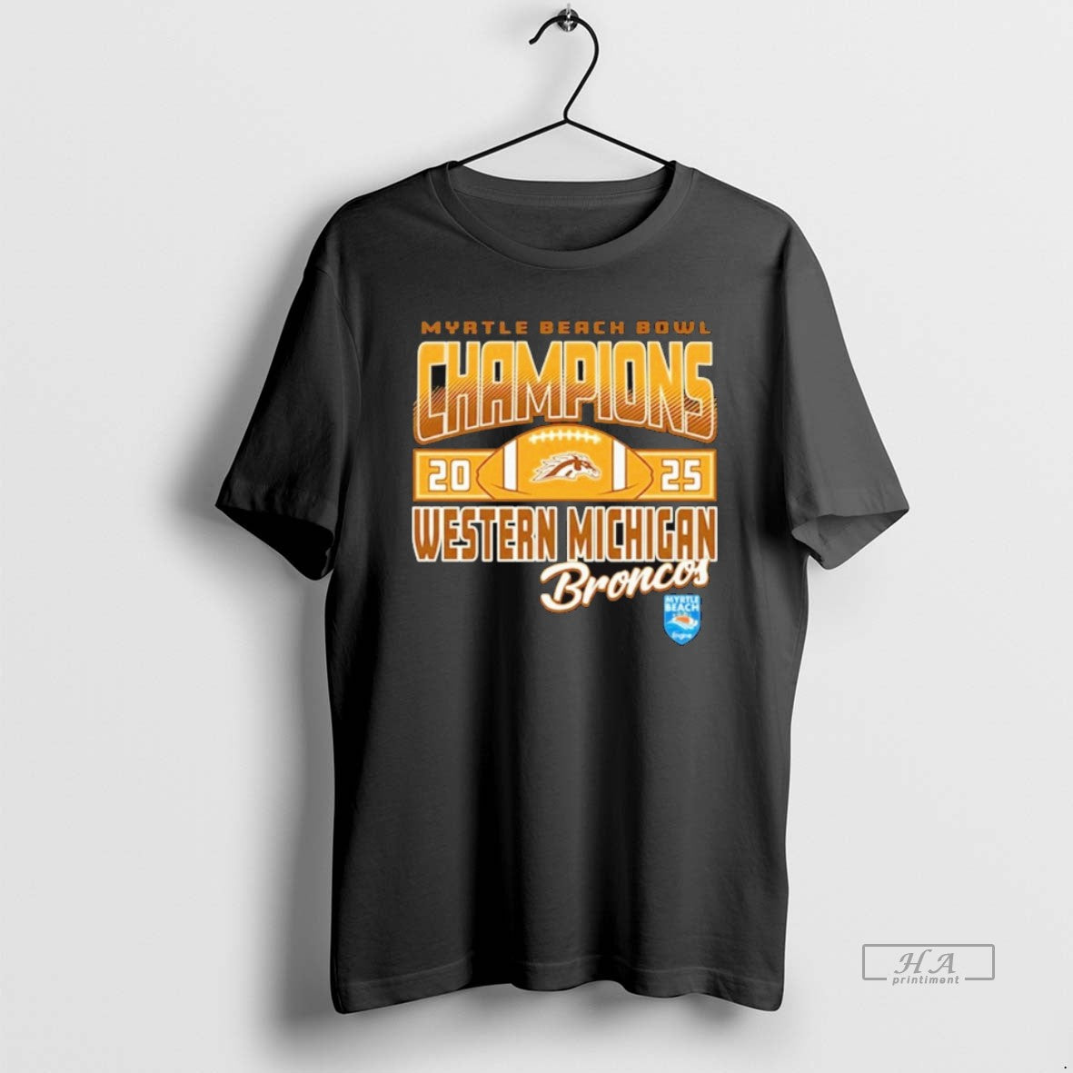 Official Myrtle Beach Bowl Champions 2025 Western Michigan Broncos Football Logos T-Shirts, Hoodie, Sweatshirt