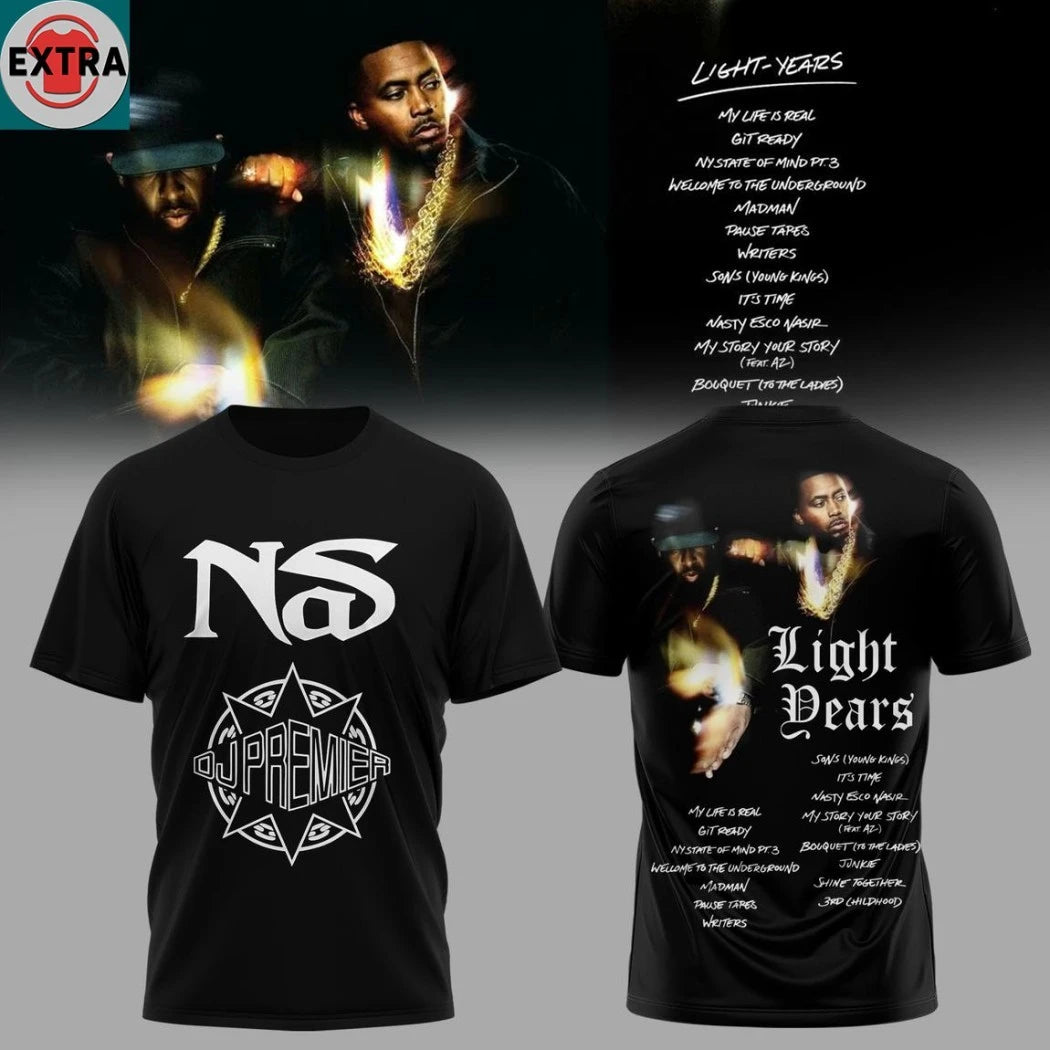 Official Nas DJ Premier Light Years 2025-2026 New Album Personalized Logo Hoodie T-Shirt