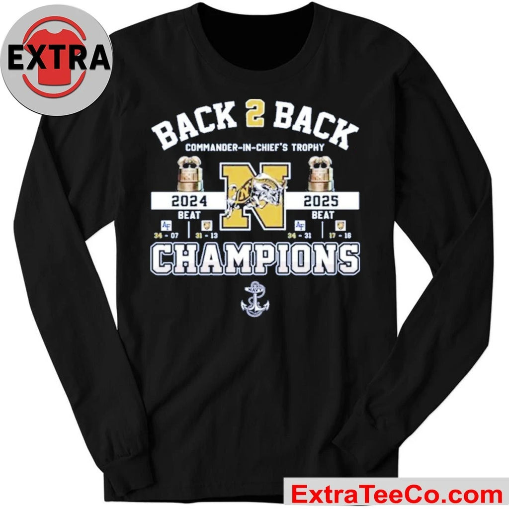 Official Navy Midshipmen Back 2 Back Commander-in-Chief’s Trophy Champions 2024-2025 Logo T-Shirt