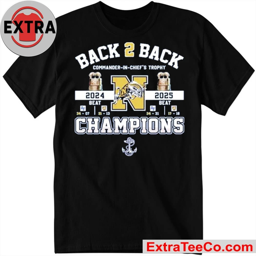 Official Navy Midshipmen Back 2 Back Commander-in-Chief’s Trophy Champions 2024-2025 Logo T-Shirt
