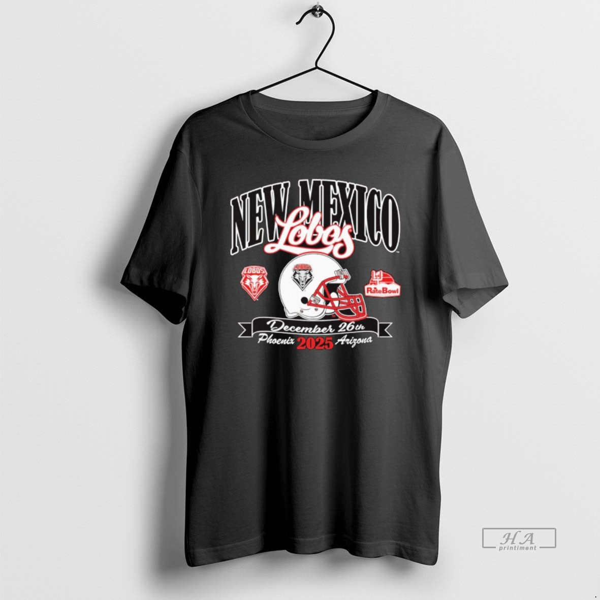 Official New Mexico Lobos 2025 Rate Bowl December 26th Phoenix Arizona Helmet T-Shirts, Hoodie, Sweatshirt | PodTeesHub.com