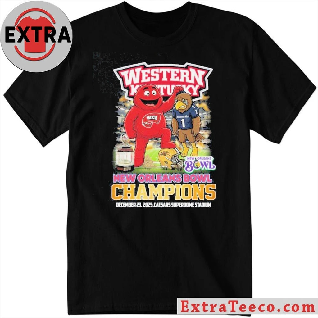 Official New Orleans Bowl Champions of the Western Kentucky Hilltoppers December 23 2025 Caesars Superdome Stadium Shirt