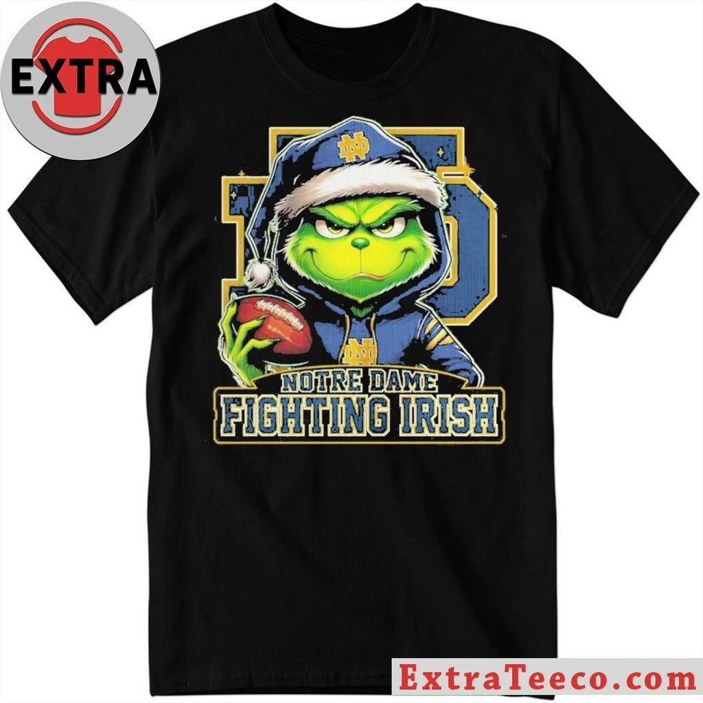 Official Notre Dame Fighting Irish 2025 Grinch Merry Touchdown Christmas Logo T-Shirt