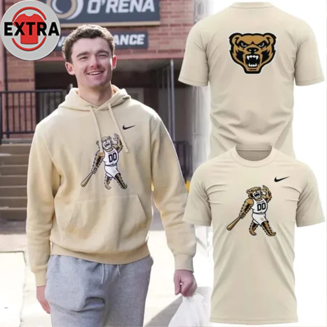 Official Oakland University Baseball Retro Mascot Two Sided T-shirt