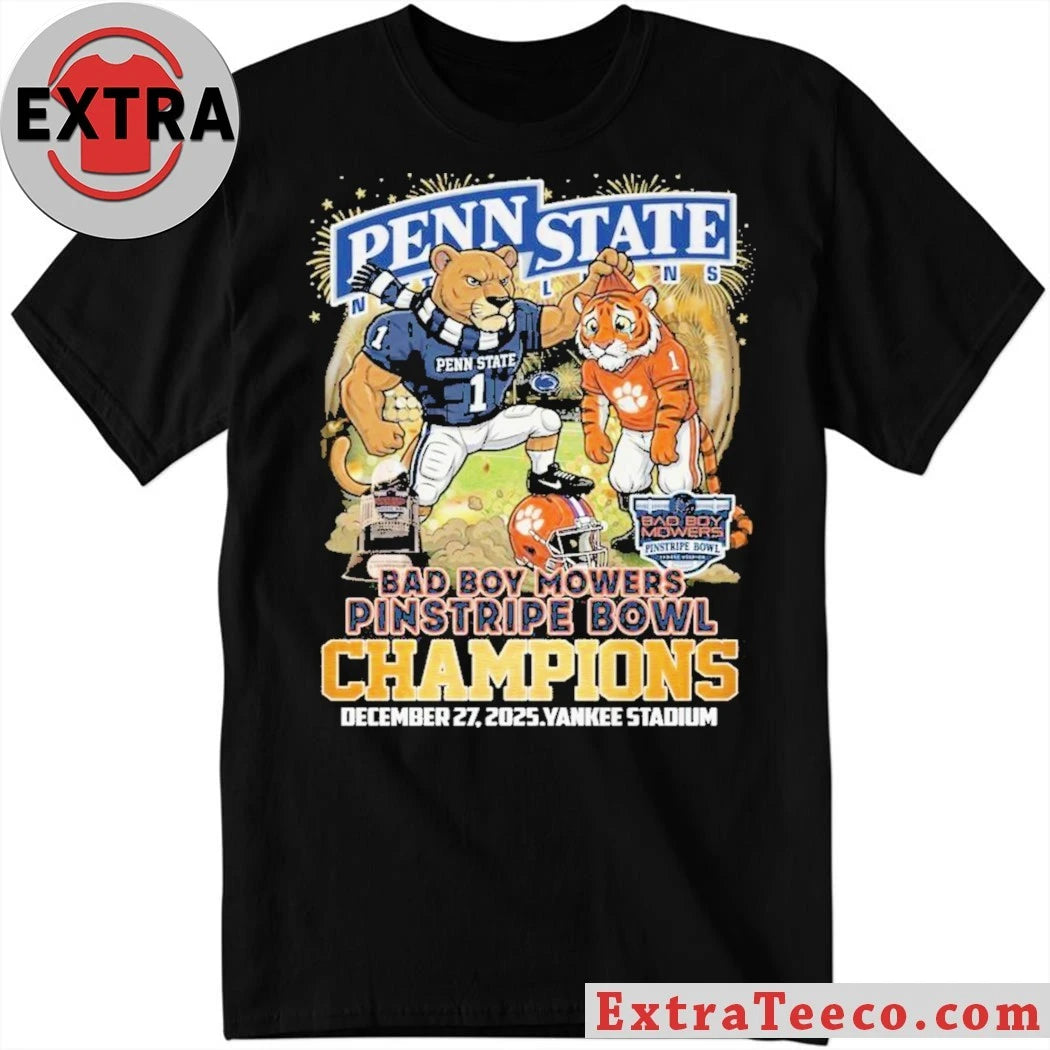 Official Penn State Nittany Lions to win Bad Boy Mowers Pinstripe Bowl in 2025 December 27, 2025 Yankee Stadium T-Shirt