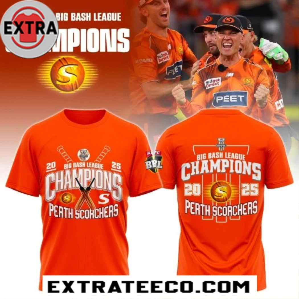 Official Perth Scorchers 2025 Big Bash League Champions Logo Shirt