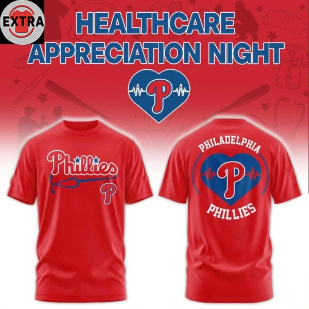 Official Philadelphia Phillies Healthcare Appreciation Night 2026 Celebrate Logo Two Sided T-shirt