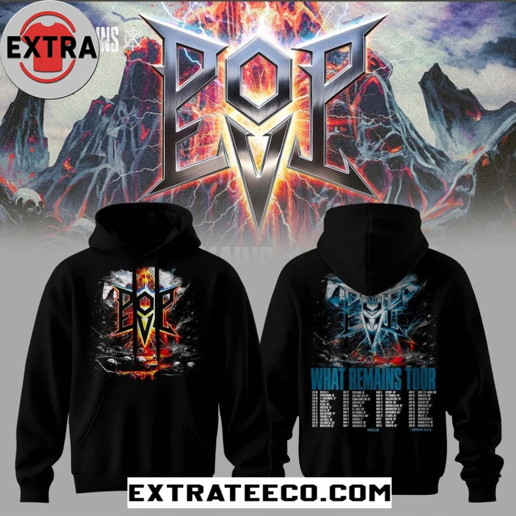 Official Pop Evil What Remains Tour Logo Two Sided Hoodie Shirt