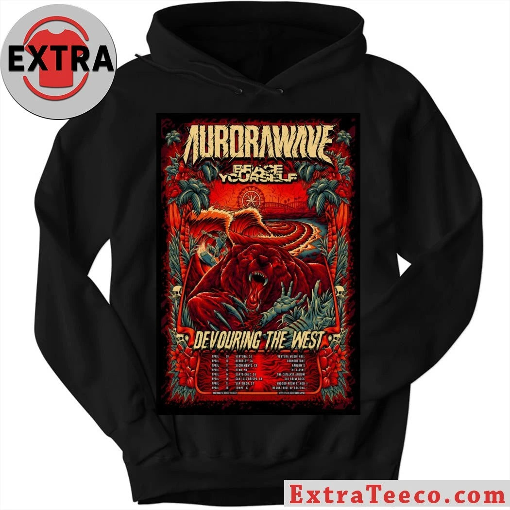 Official Poster Aurorawave Devouring Tour The West West Coast 2026 Shirt