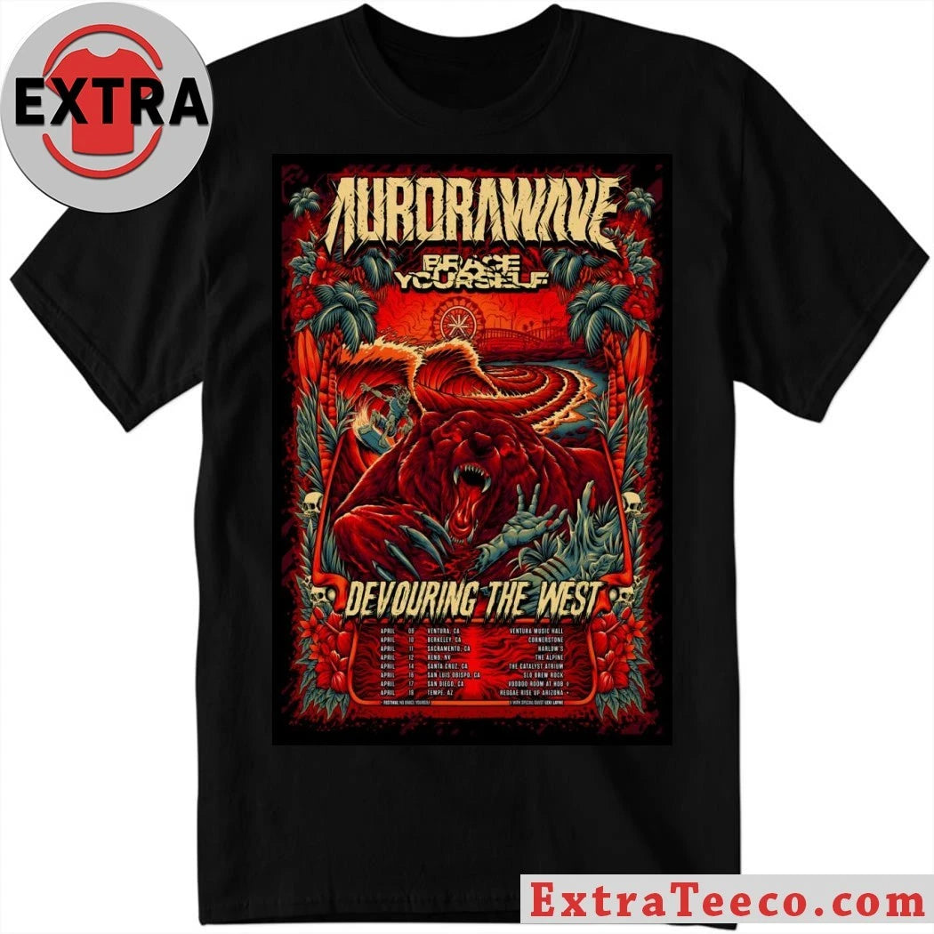 Official Poster Aurorawave Devouring Tour The West West Coast 2026 Shirt