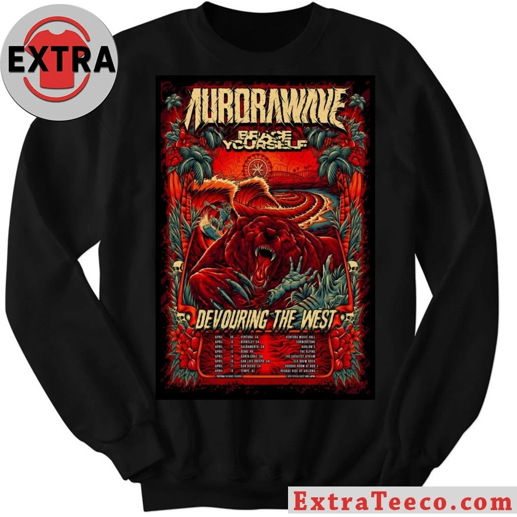 Official Poster Aurorawave Devouring Tour The West West Coast 2026 Shirt