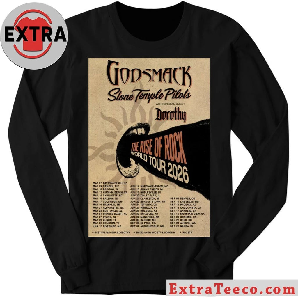 Official Poster Godsmack The Rise Of Rock World 2026 Shirt
