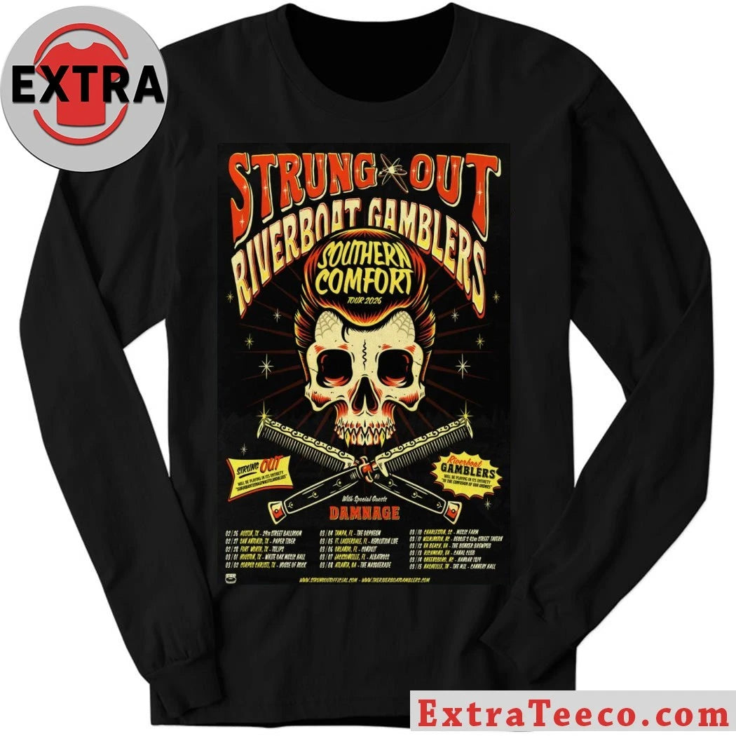 Official Poster Strung Out Riverboat Gamblers Southern Comfort Tour 2026 Shirt