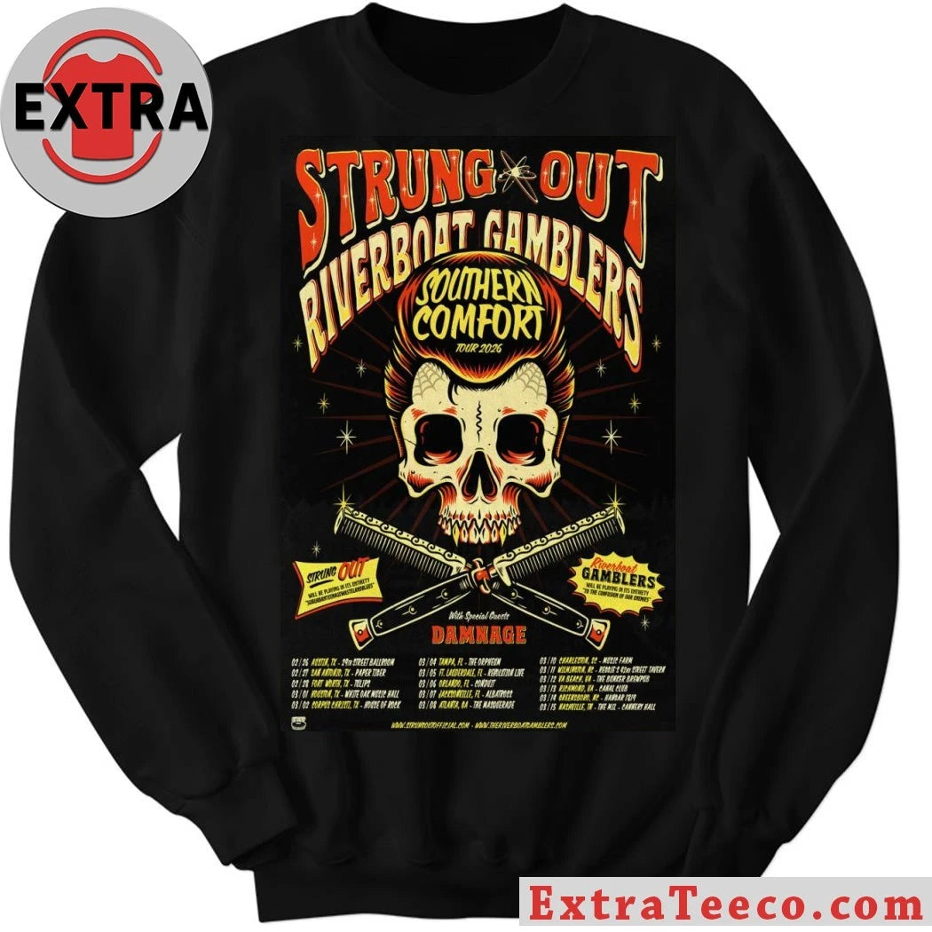 Official Poster Strung Out Riverboat Gamblers Southern Comfort Tour 2026 Shirt