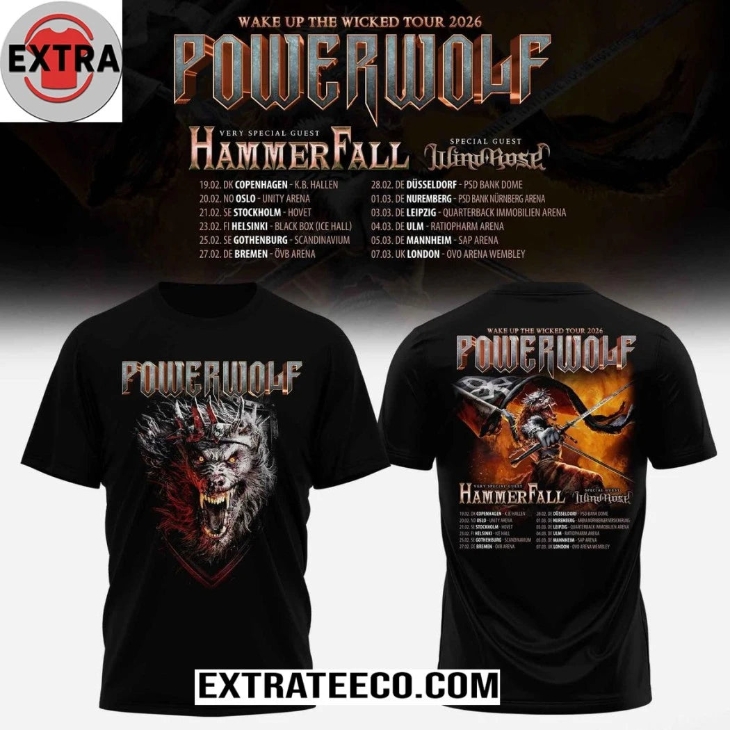 Official Powerwolf Wake Up The Wicked 2026 World Tour Hoodie T-Shirt