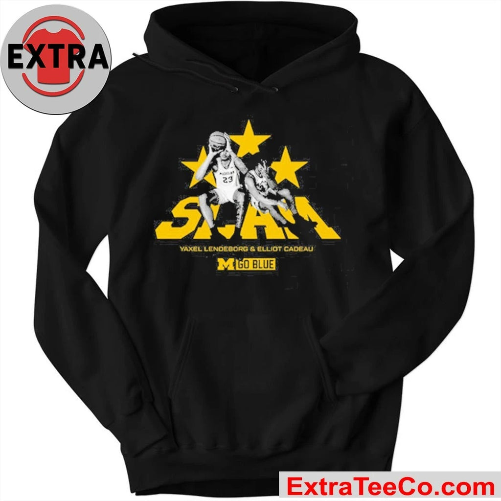Official SLAM Elliot Cadeau and Yaxel Lendeborg Michigan Wolverines Go Blue Remix Heavy Shirt
