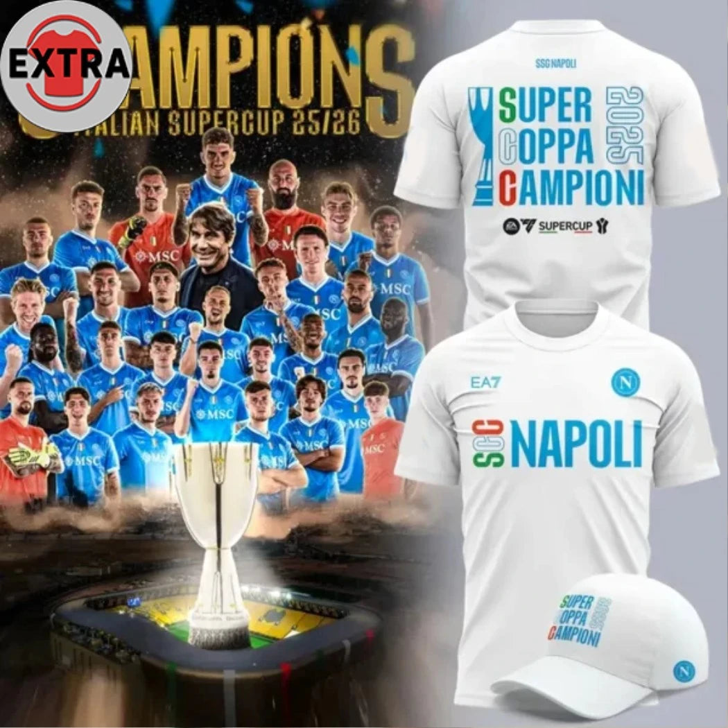 Official SSC Napoli Supercoppa 2025 Logo Hoodie Shirt
