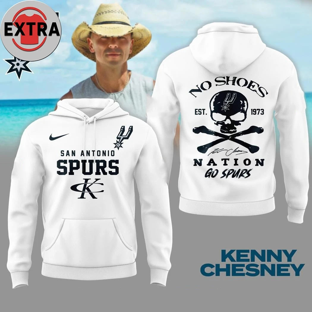 Official San Antonio Spurs x Kenny Chesney No Shoes Nation 2026 Logo Two Sided Shirt