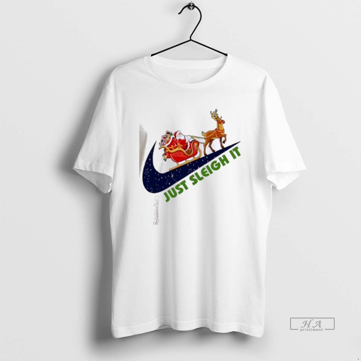 Official Santa Claus On A Sleigh Pulled By Reindeer Just Sleigh It T-Shirts, Hoodie, Sweatshirt | PodTeesHub.com