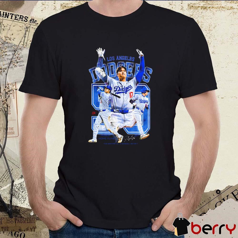 Shohei Ohtani Los Angeles Dodgers 50 Home Runs The Greatest Day In Baseball History Signature Graphic t-shirt