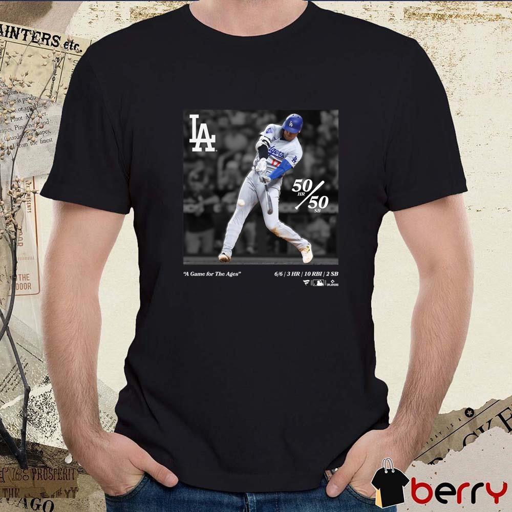 Shohei Ohtani Los Angeles Dodgers MLB A Game For The Ages 50 HR 50 SB t-shirt