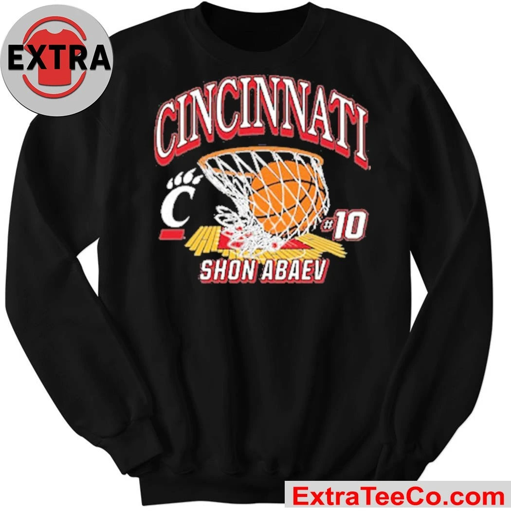 Official Shon Abaev Cincinnati Bearcats Black NIL Name Number Net Logo Shirt