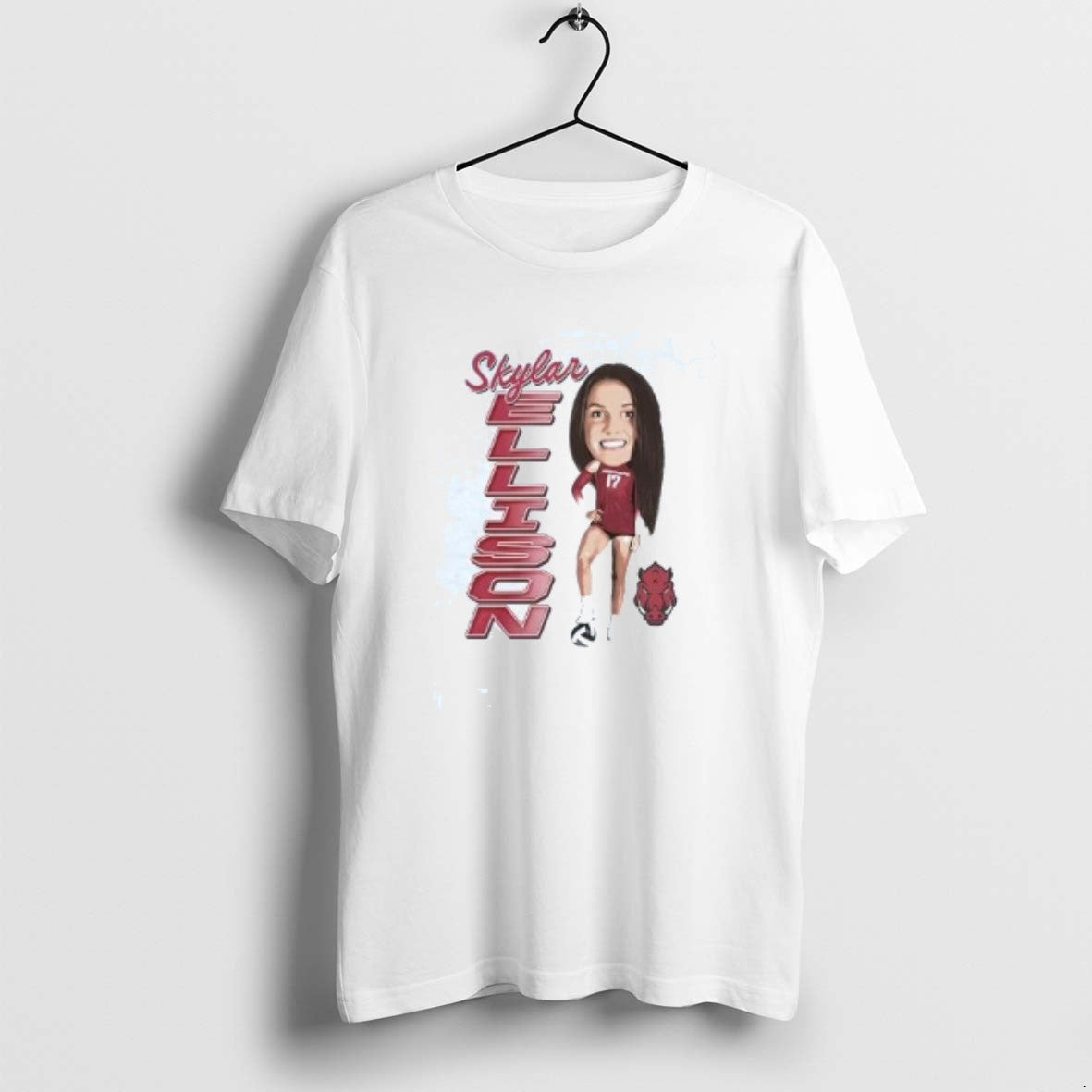 Official Skylar Ellison Big Head Caricature Arkansas T-Shirts, Hoodie, Sweatshirt | PodTeesHub.com