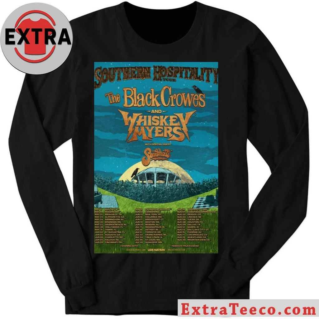 Official Southern Hospitality Tour The Black Crowes And Whiskey Myers 2026 Poster Shirt
