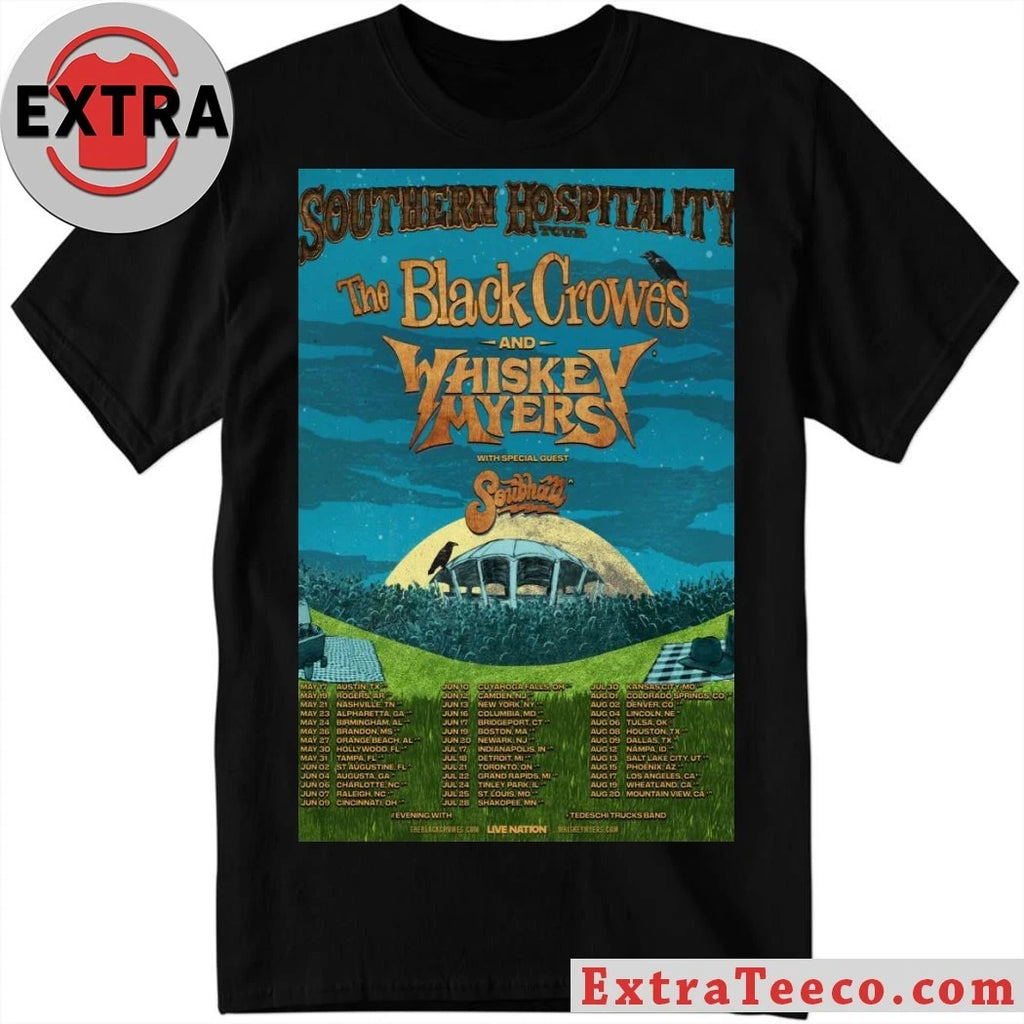 Official Southern Hospitality Tour The Black Crowes And Whiskey Myers 2026 Poster Shirt