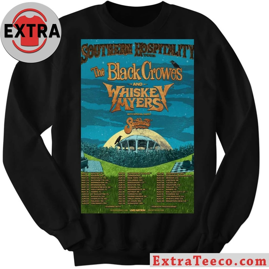 Official Southern Hospitality Tour The Black Crowes And Whiskey Myers 2026 Poster Shirt
