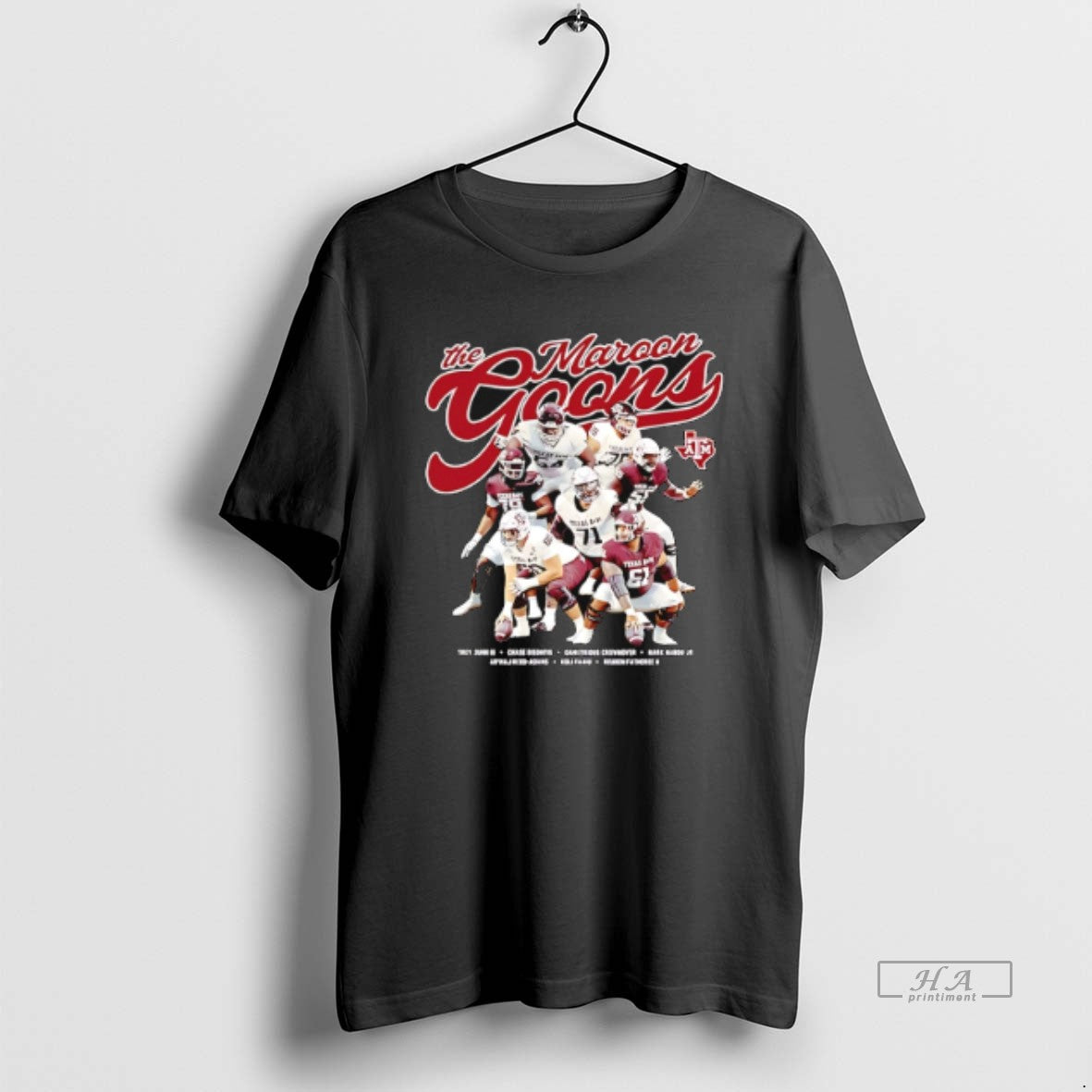 Official Texas Am Aggies The Maroon Goons Player Collage T-Shirts, Hoodie, Sweatshirt | PodTeesHub.com