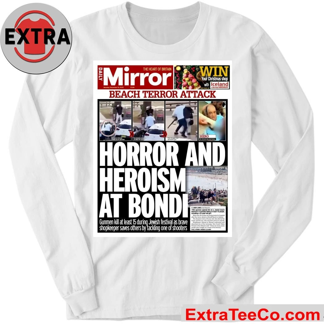 Official The Daily Mirror, in its December 15, 2025 issue, primarily reports on the terrorist attack at Bondi Beach, Sydney, Australia Shirt