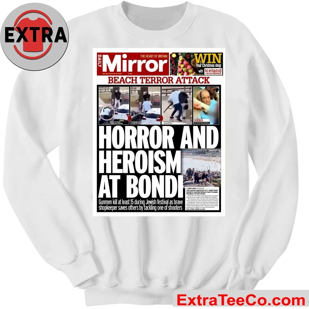 Official The Daily Mirror, in its December 15, 2025 issue, primarily reports on the terrorist attack at Bondi Beach, Sydney, Australia Shirt