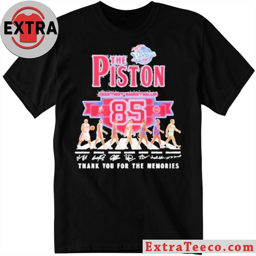Official The Detroit Pistons Abbey Road 85th Anniversary Signature Thank You For The Memories Shirt