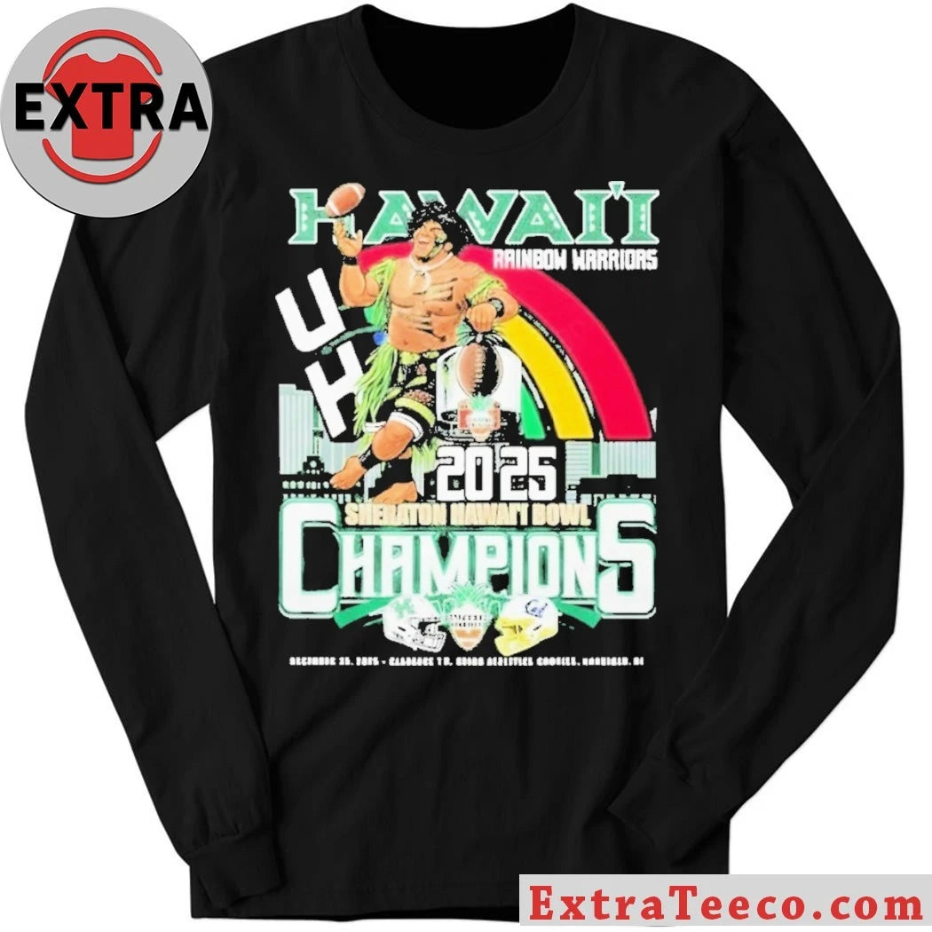 Official The Hawaii Rainbow Warriors 2025 Sheraton Hawaii Bowl Champions will take place on December 24, 2025 Mascot Shirt