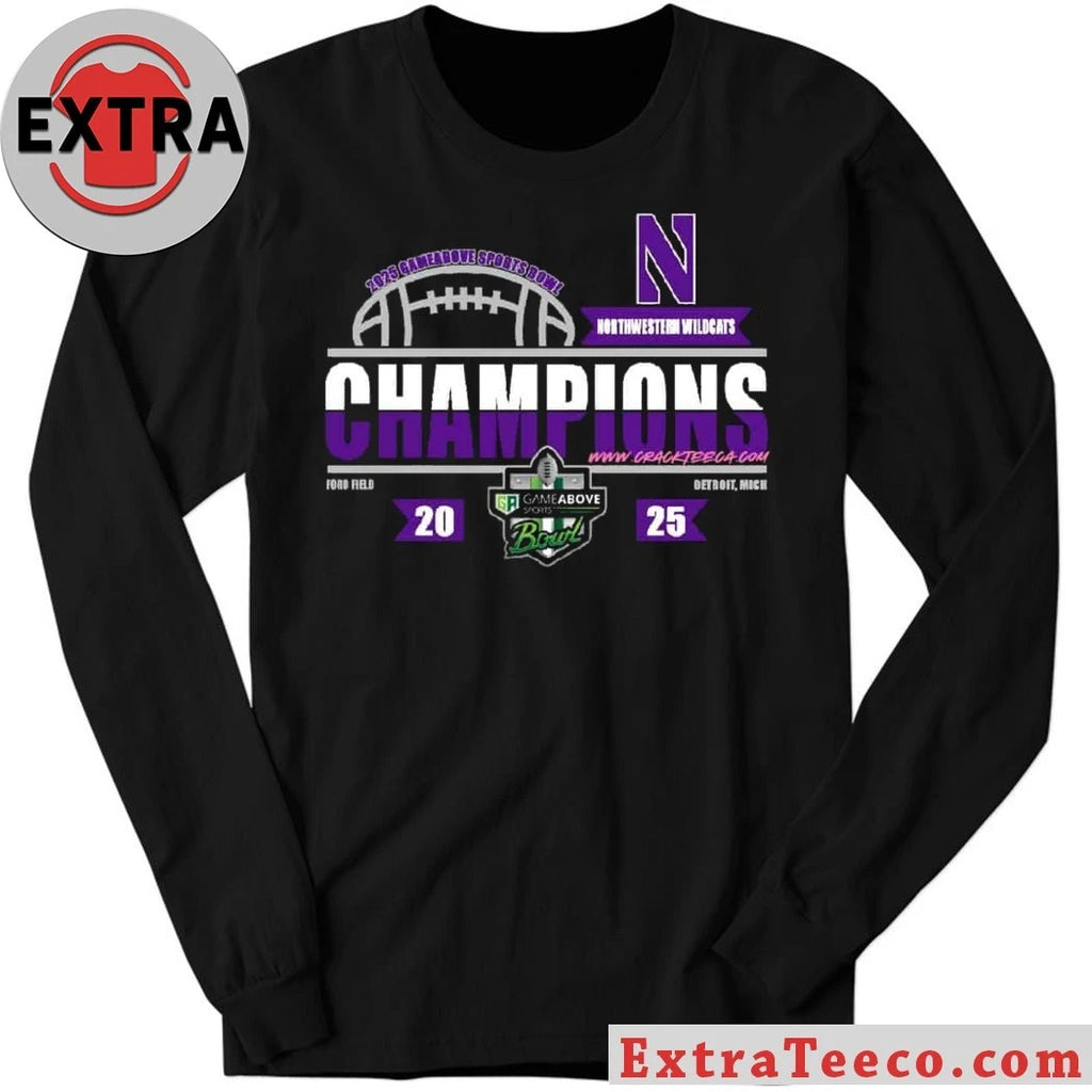 Official The Northwestern Wildcats as champions of the 2025 GameAbove Sports Bowl tournament at Ford Field, Detroit, Michigan Shirt