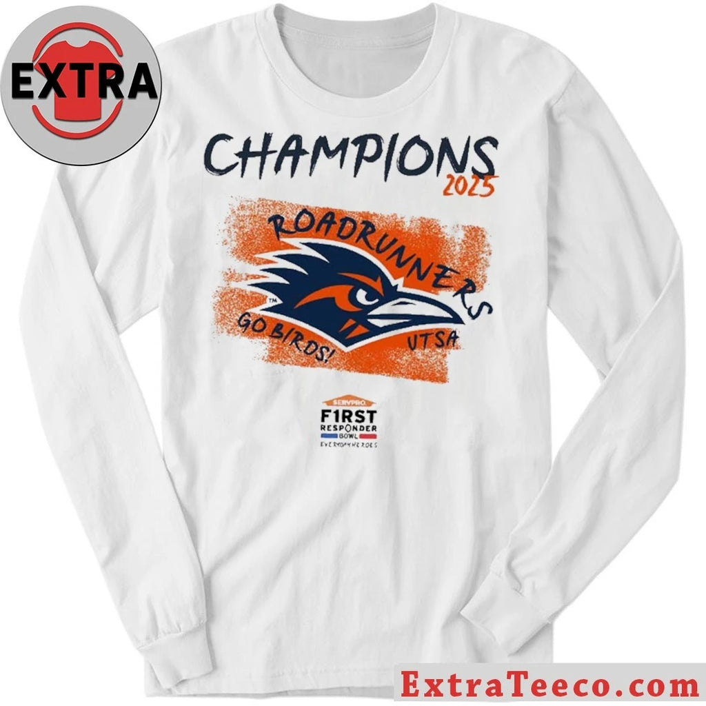 Official The UTSA Roadrunners won the 2025 Servpro First Responder Bowl 57-20 on Friday, December 26, 2025, in Dallas, Texas Logo T-Shirt