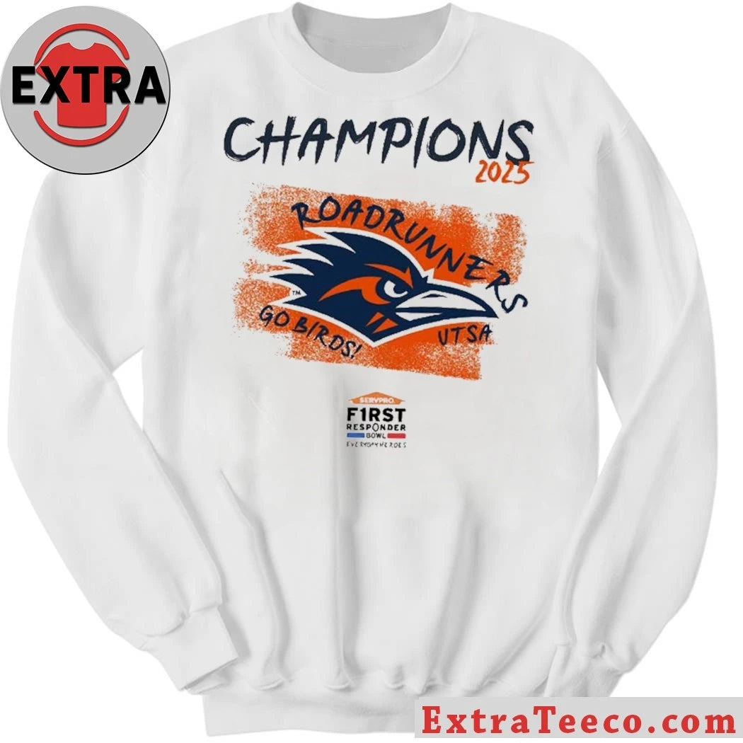 Official The UTSA Roadrunners won the 2025 Servpro First Responder Bowl 57-20 on Friday, December 26, 2025, in Dallas, Texas Logo T-Shirt